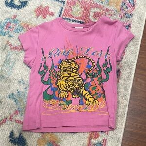 Urban Outfitters Pink Graphic Tee with Tiger Design